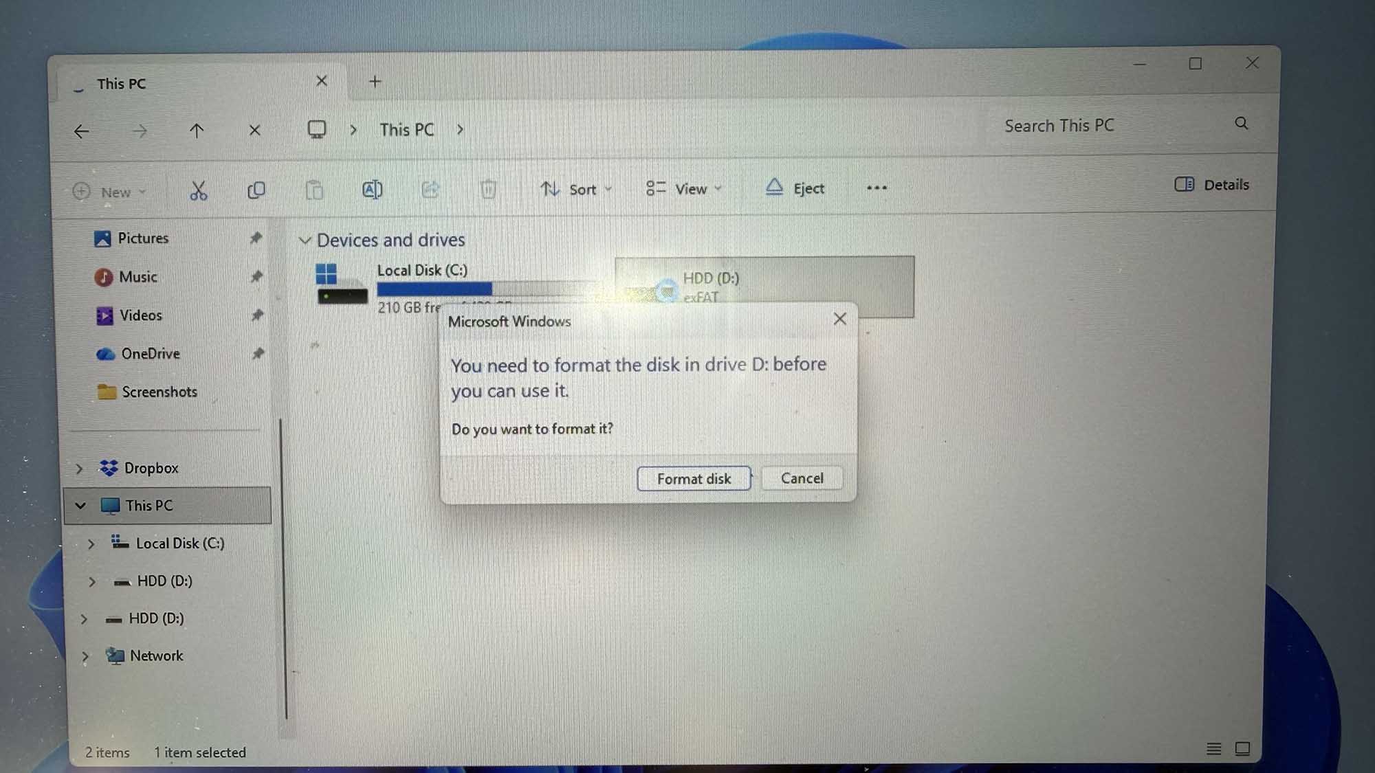 usb drive needs format